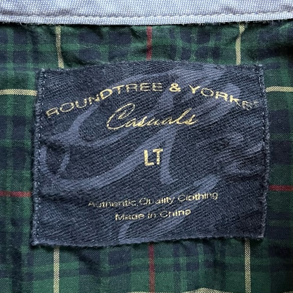 Roundtree & Yorke Long Sleeve Plaid Button Down Shirt size LT - Picture 11 of 13